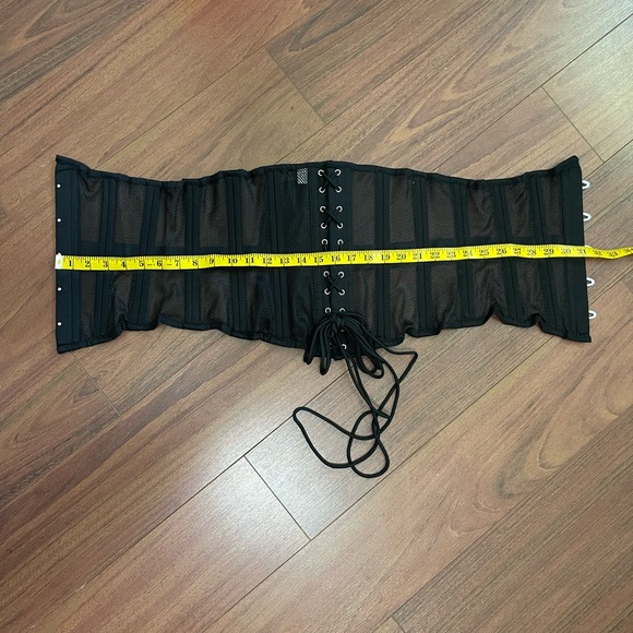 3X mesh black waist center steel boned corset - Picture 3 of 7